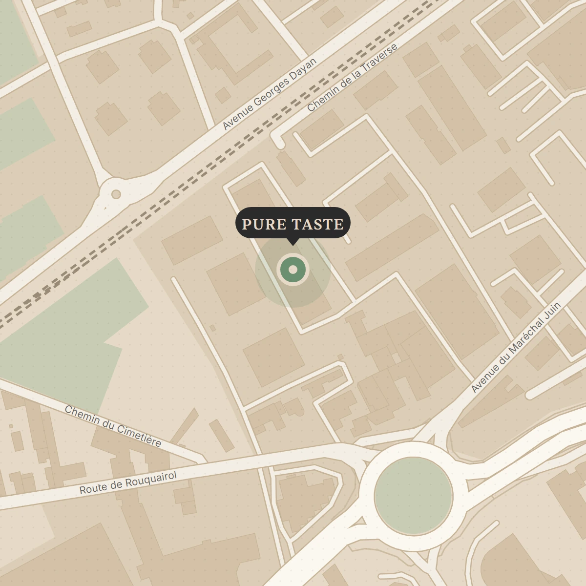 Plan du quartier : Pure Taste, 2000 avenue du Maréchal Juin, à Nîmes